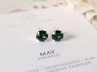 May Birthstone Stud Earrings in Emerald